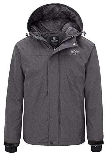 Wantdo Men's Mountain Ski Jacket Waterproof Rain Coat with Hood Wind Resistant Winter Short Parka Anorak Casual Wear(Grey, Large) Ski Wantdo 