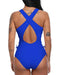 Holipick Women 1 Piece Sexy Lace up Racerback Monokini Plunge Deep V Neck High Leg Cutout Swimsuit Swimwear Blue L Women's Swimwear Holipick 