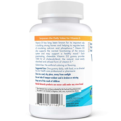 Nordic Naturals Vitamin D3 Plus K2 Gummies - Vitamin D3 from Natural Supplement Nordic Naturals 