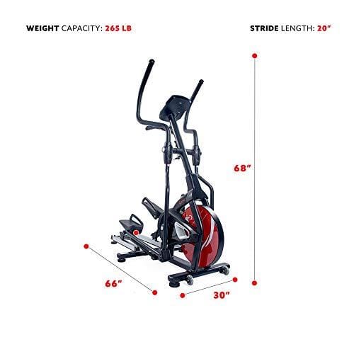 Sunny Health & Fitness Magnetic Elliptical Trainer Machine w/ Tablet Holder, LCD Monitor, 265 Max Weight and Pulse Monitor - Stride Zone - SF-E3865,Black Sports Sunny Health & Fitness 