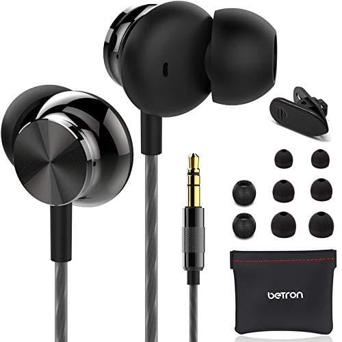 Betron BS10 Earbuds, Noise Isolating in Ear Headphones, Earphones with Powerful Bass Sound, 3.5mm Jack, Compatible with iPhone, iPad,Tablets, Laptops, Samsung and Android Smartphones, Black Electronics Betron 