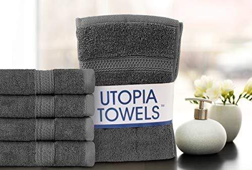 Utopia Towels Cotton Large Hand Towel Set (4 Pack, Grey - 16 x 28 Inches) - Multipurpose Bathroom Towels for Hand, Face, Gym and Spa Towel Utopia Towels 