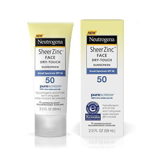 Neutrogena Sheer Zinc Oxide Dry-Touch Face Sunscreen with Broad Spectrum SPF 50, Oil-Free, Non-Comedogenic & Non-Greasy Mineral Sunscreen, 2 fl. oz Skin Care Neutrogena 