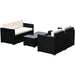 Outsunny 4-Piece Cushioned Patio Furniture Set, with 2 Chairs, Sectional, and Glass Coffee Table, Rattan Wicker, Black Lawn & Patio Outsunny 