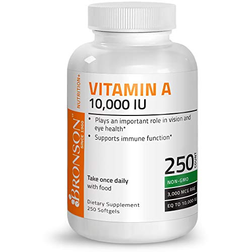 Bronson Vitamin A 10,000 IU Premium Non-GMO Formula, 250 Softgels Supplement Bronson 