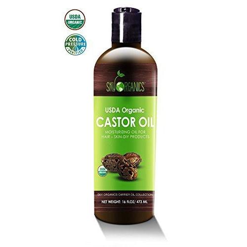 Castor Oil (16oz) USDA Organic Cold-Pressed Beauty & Health Sky Organics 