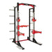Lifeline Commercial Half Rack - 10 Olympic Plate Storage Horns, 4 Vertical Barbell Storage Tubes, Resistance Band Hooks, Multi-Grip Pull-Up Bar (Dip Station & Weights not Included), Black/Red (LLCHR) Sports Lifeline 
