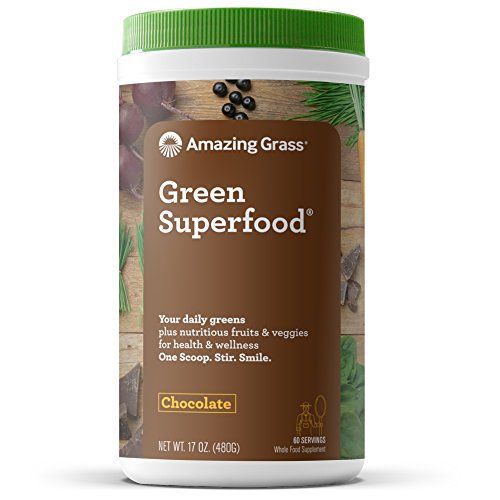 Amazing Grass Green Superfood Organic Powder with Wheat Grass and Greens, Flavor: Chocolate, 60 Servings Supplement Amazing Grass 