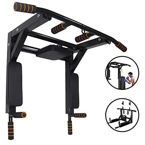 unhg Wall Mounted Pull Up Bar Chin Up bar Multifunctional Dip Station for Indoor Home Gym Workout, Power Tower Set Training Equipment Fitness Dip Stand Supports to 440 Lbs Sports unhg 