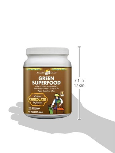 Amazing Grass Green Superfood Organic Powder with Wheat Grass and Greens, Flavor: Chocolate, 100 Servings Supplement Amazing Grass 
