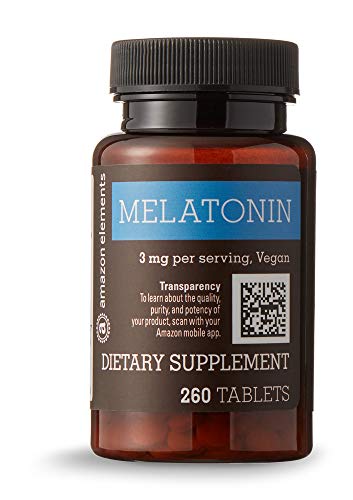 Amazon Elements Melatonin 3mg, Vegan, 260 Tablets, 8 month supply Supplement Amazon Elements 