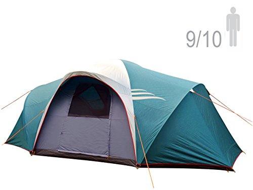 NTK LARAMI GT Tent up to 10 Persons, 12.8FT by 9.8FT by 6.9FT Height, 3 Season Camping 100% Waterproof 2500mm, Best Seller Deluxe Family Extra Large, Easy Color-Coded Assembly. Tent NTK 