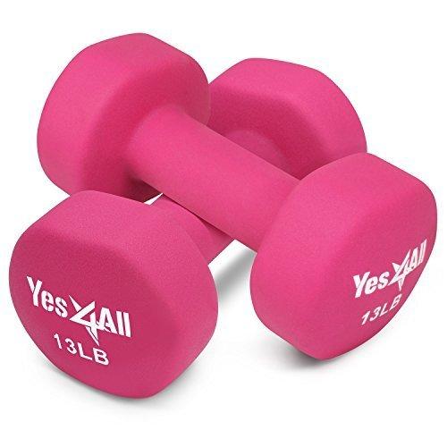 13 lbs Dumbbells Neoprene with Non Slip Grip – Great for Total Body Workout – Total Weight: 26 lbs (Set of 2) Sport & Recreation Yes4All 