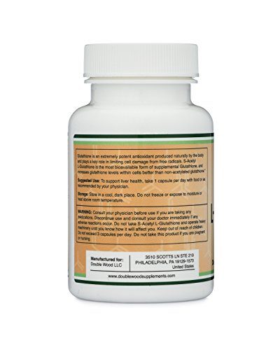 S-Acetyl L-Glutathione Capsules - 100mg, Made and Tested in The USA, 60 Count (Acetylated Glutathione) by Double Wood Supplements Supplement Double Wood Supplements 