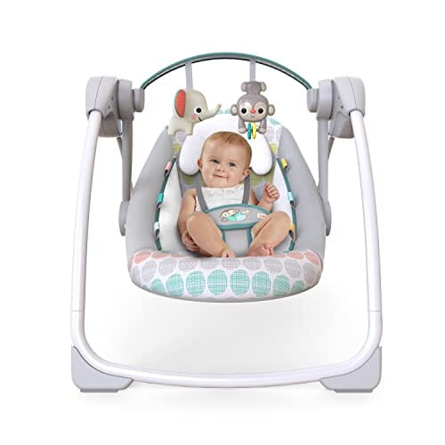 Bright Starts Whimsical Wild Portable Compact Automatic Deluxe Baby Swing with Music and Taggies, Newborn and up Baby Product Bright Starts 