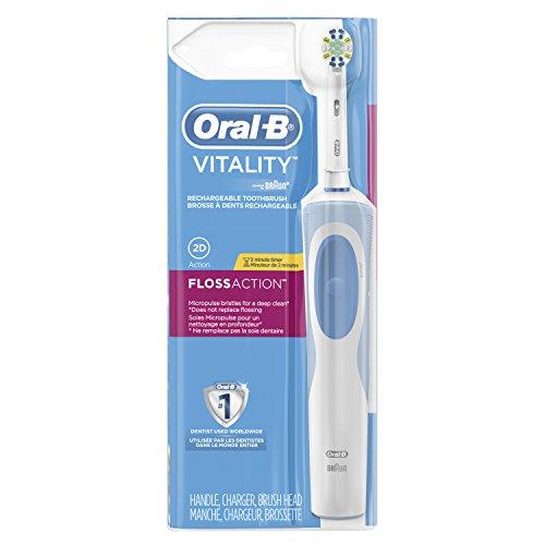 Oral-B Vitality FlossAction Rechargeable Battery Electric Toothbrush with Replacement Brush Head and Automatic Timer, Powered by Braun Electric Toothbrush Oral B 