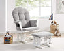 Windsor Glider and Ottoman, White with Gray Cushion Baby Product Angel Line 