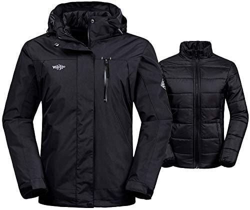Wantdo Women's Interchange Jacket 3-in-1 Winter Coat Windproof Warm Windcheater with Detachable Puffer Liner Insulated Hoodie(Black, X-Large) Ski Wantdo 
