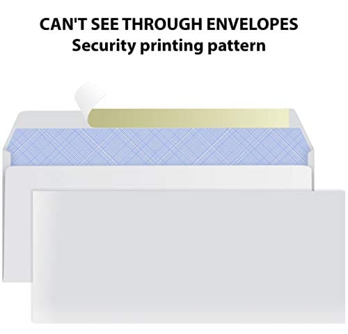 #10 Envelopes Letter Size Self Seal, Business White Security Tinted Peel and Seal, 500 Pack Windowless, Legal Size Regular Plain Envelopes 4-1/8 x 9-1/2 Inches - 24 LB Envelops Office Product Splendoress 