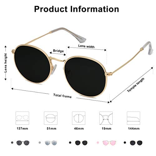 SOJOS Polarized Sunglasses Classic Small Round Metal Frame for Women Men SJ1014 with Gold Frame/Grey Lens Shoes SOJOS 