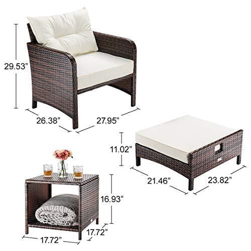 PAMAPIC 5 Pieces Wicker Patio Furniture Set Outdoor Patio Chairs with Ottomans Lawn & Patio PAMAPIC 