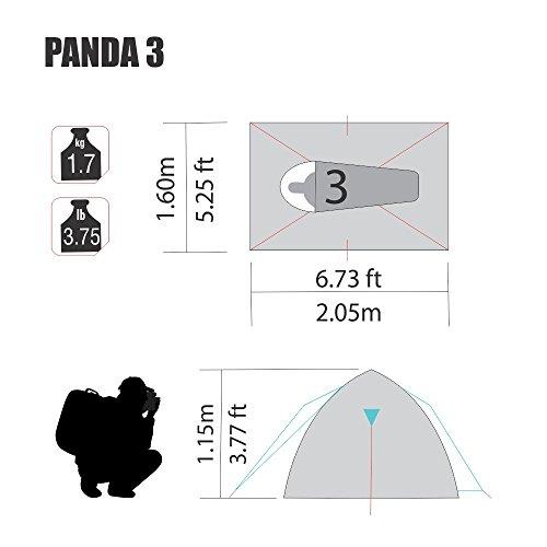 NTK Panda 3 Person 6.7 by 5.2 Foot Sport Camping Dome Camping Hiking Backpackers Tent Dry season, with Zippered Door and Compact Carrying Bag. Tent NTK 