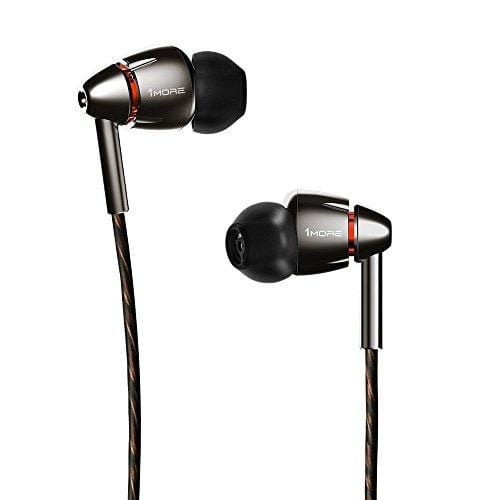 1MORE Quad Driver in-Ear Earphones Hi-Res High Fidelity Headphones Warm Bass, Spacious Reproduction, High Resolution, Mic in-Line Remote Smartphones/PC/Tablet - Silver/Gray Electronics 1MORE 