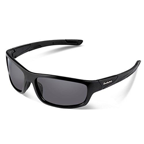 Duduma Polarized Sports Sunglasses for Men Women Baseball Running Cycling Fishing Driving Golf Softball Hiking Sunglasses Unbreakable Frame Du645(Black matte frame with black lens) Sunglasses Duduma 