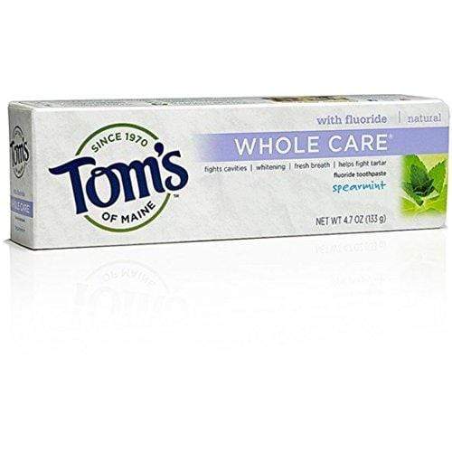 Tom's of Maine Whole Care Toothpaste with Fluoride, Spearmint 4.7 oz (Pack of 4) Toothpaste Tom's of Maine 