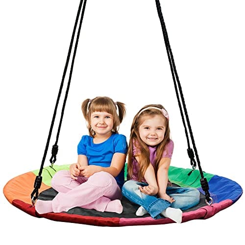 Elevens 40 Inch Tree Swing Saucer Swing,700Lb Weight Capacity, 900D Oxford Waterproof,with 2 Tree Hanging Straps Tree Swings for Kids Outdoor Swing,Tree Swing for Adults, Disc Swing Lawn & Patio Elevens 