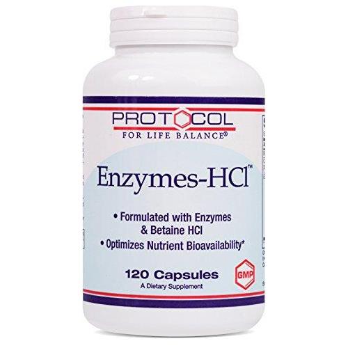 Protocol For Life Balance - Enzymes-HCl™ - Promotes Digestive Health, Formulated with Enzymes & Betaine HCI to Optimize Nutrient Bioavailability & Digestive Function - 120 Capsules Supplement Protocol For Life Balance 