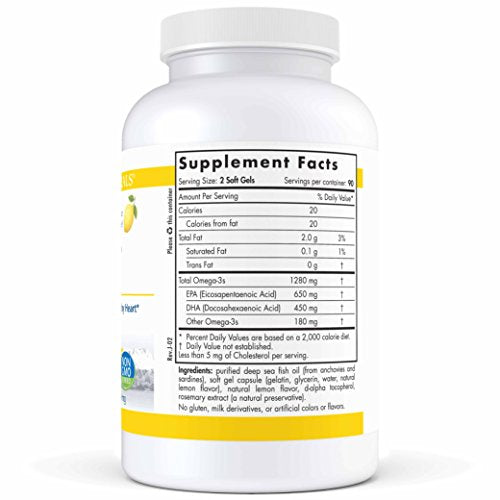 Nordic Naturals Pro - ProOmega, Promotes Brain and Heart Health, and Supports Healthy Eyes - Lemon Flavored 180 Soft Gels Supplement Nordic Naturals 
