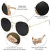 SOJOS Polarized Sunglasses Classic Small Round Metal Frame for Women Men SJ1014 with Gold Frame/Grey Lens Shoes SOJOS 