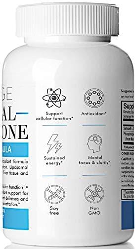 Superior Liposomal Glutathione (Setria®) - Pure Reduced Non-GMO Glutathione 500mg, Master Antioxidant for Optimal Cell Protection, Liver Detox, Cardiovascular Health, Brain Function, Detoxification. Supplement Code Age 