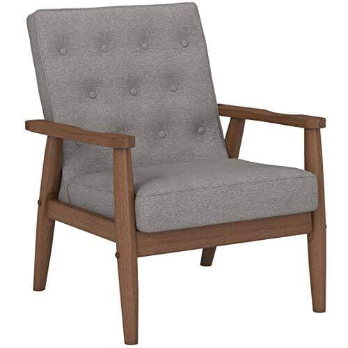 Baxton Studio Sorrento Mid-Century Retro Modern Fabric Upholstered Wooden Lounge Chair, Grey Furniture Baxton Studio 