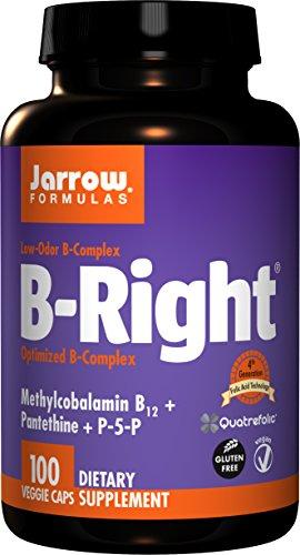 Jarrow Formulas B-right Complex, Supports Engery, Brain and Cardiovascular Health, 100 Veggie Caps Supplement Jarrow Formulas 