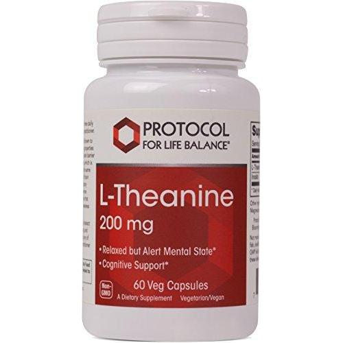 Protocol For Life Balance - L-Theanine 200 mg - Relaxed but Alert Mental State and Cognitive Support to Promote Calm and Aware Brain Function - 60 Veg Capsules Supplement Protocol For Life Balance 