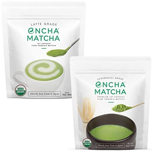 Encha Ceremonial & Latte Matcha Green Tea Bundle - Organic First Harvest Japanese Matcha Green Tea Powder, From Uji, Japan (30g/1.06oz x 2 bags) Grocery Encha 