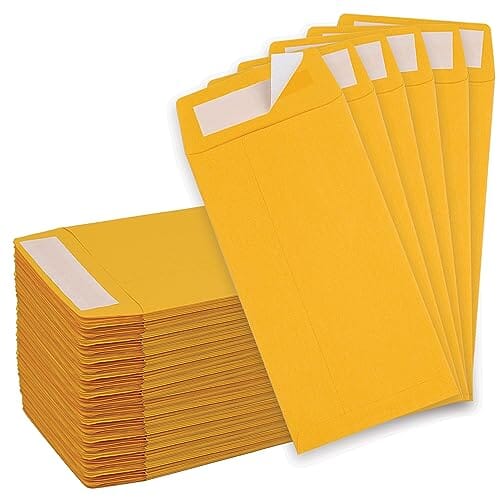 Cash Envelopes 100 Pack 3.5 x 6.5 Inch – 80 GSM Envelopes Self Seal Brown, Peel & Seal Money Envelopes for Cash Saving and Budgeting– Ideal for Coins, Checks, Gift Cards & Tickets Office Product CATTOMBEEG 