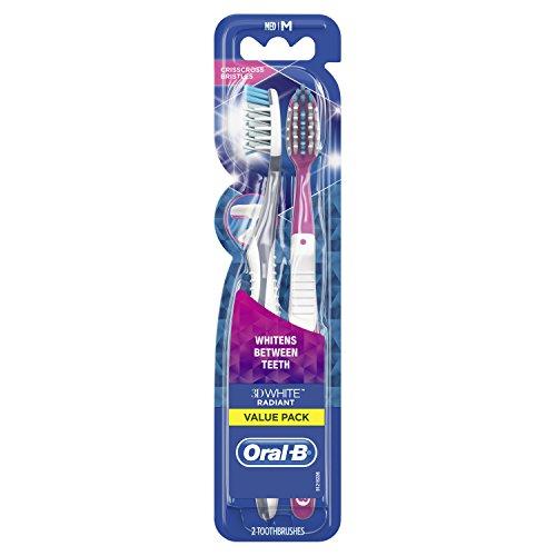 Oral-B 3D White Radiant Whitening Toothbrush 40 Medium 2 Count (Color May Vary) Toothbrush Oral B 