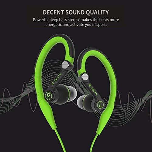 Mucro Sports Headphones Wired Headset Ear Hook Earphones Over Ear Earbuds with Microphone, in Ear Running Earphones for Workout Gym Compatible with Phone (Green) Electronics mucro 