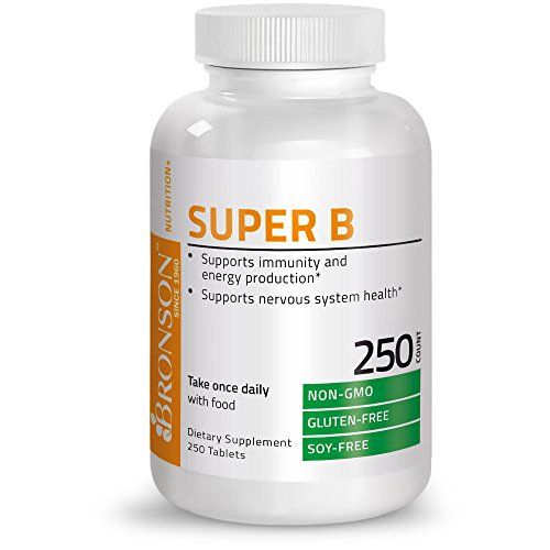 Bronson Vitamin B Complex (Vitamin B1, B2, B3, B6, B9 - Folic Acid, B12), 250 Tablets Supplement Bronson 