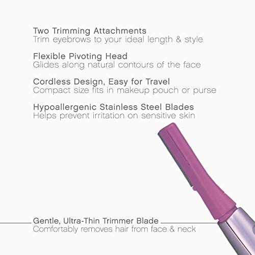 Panasonic Women’s Facial Hair Remover and Eyebrow Trimmer with Pivoting Head, Includes 2 Gentle Blades for Brow and Face and 2 Eyebrow Trim Attachments, Battery-Operated – ES2113PC Beauty Panasonic 