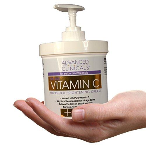 Advanced Clinicals Vitamin C Skin Care set for face and body. Spa Size 16oz Vitamin C cream and Vitamin C face serum for dark spots, age spots, uneven skin tone in as little as 4 weeks! Skin Care Advanced Clinicals 