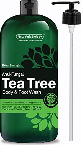 Antifungal Tea Tree Oil Body Wash – HUGE 16 OZ – 100% Pure & Natural - Extra Strength Professional Grade - Helps Soothe Toenail Fungus, Athlete Foot, Body Itch, Jock Itch & Eczema Skin Care New York Biology 
