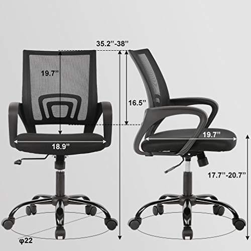 Home Office Chair Ergonomic Desk Chair Mesh Computer Chair with Lumbar Support Armrest Executive Rolling Swivel Adjustable Mid Back Task Chair for Women Adults, Black Furniture BestOffice 