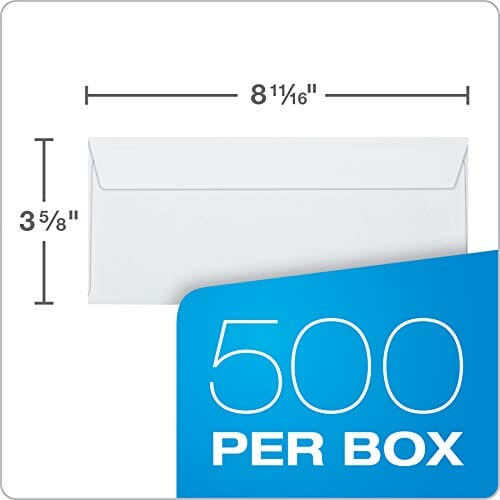 Quality Park #8 Double Window Security Envelopes for QuickBooks Checks, Redi-Strip Self Seal Closure, 3 5/8 x 8 11/16, 24 lb White, 500 Count (Pack of 1)(QUA50766) Office Product Quality Park 