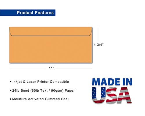 Business Envelopes #12 Size (4 3/4" x 11") - 24lb Bond Golden Kraft - 40 Pack Office Product Desktop Publishing Supplies, Inc. 