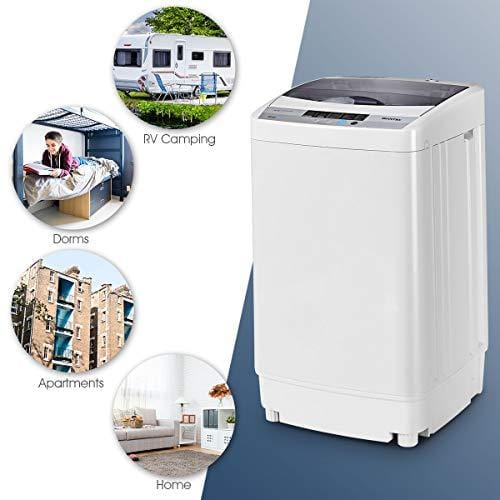Giantex Full-Automatic Washing Machine Portable Compact 1.34 Cu.ft Laundry Washer Spin with Drain Pump, 10 programs 8 Water Level Selections with LED Display 9.92 Lbs Capacity Major Appliances Giantex 