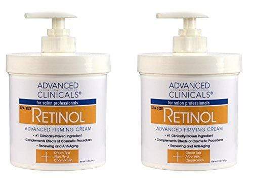 Advanced Clinicals Retinol Cream. Value Set- Two spa size 16oz bottles with pump. Best Anti-Wrinkle Cream with Retinol and Antioxidants. Ultimate firming cream for face, neck, hands, body. Skin Care Advanced Clinicals 